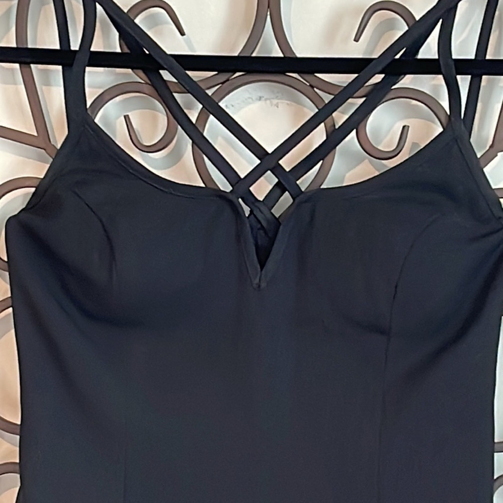 DATIANI DOUBLE CRISSCROSS RACERBACK STRAP MINI DRESS BLACK SIZE 4 - Picture 2 of 9